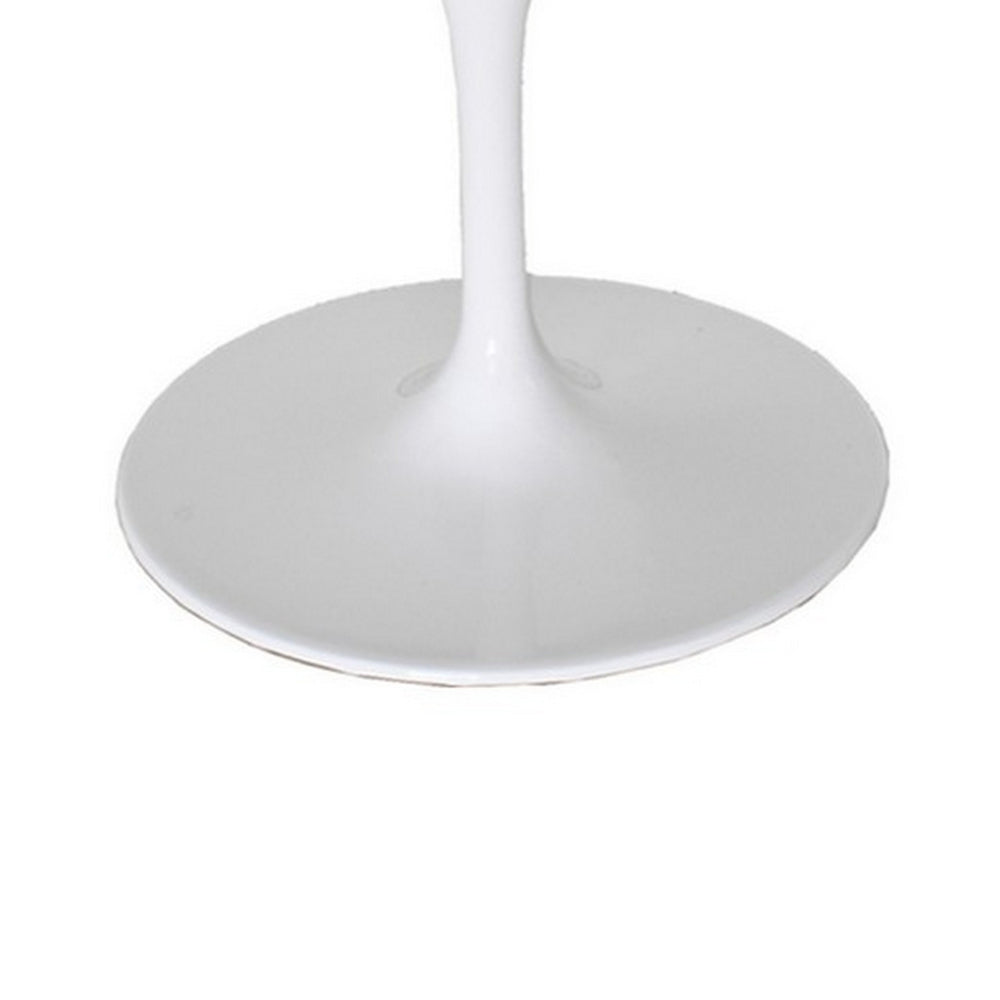 Benjara Sufi 27 Inch Swivel Dining Armchair, Unique Artisan Shape, White Round Base