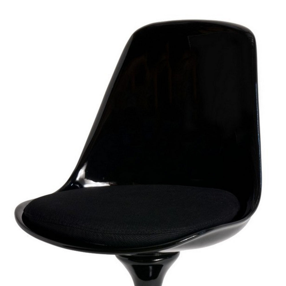 Benjara Sufi 21 Inch Swivel Dining Chair, Tall Back, Saddle Seat Cushion, Black