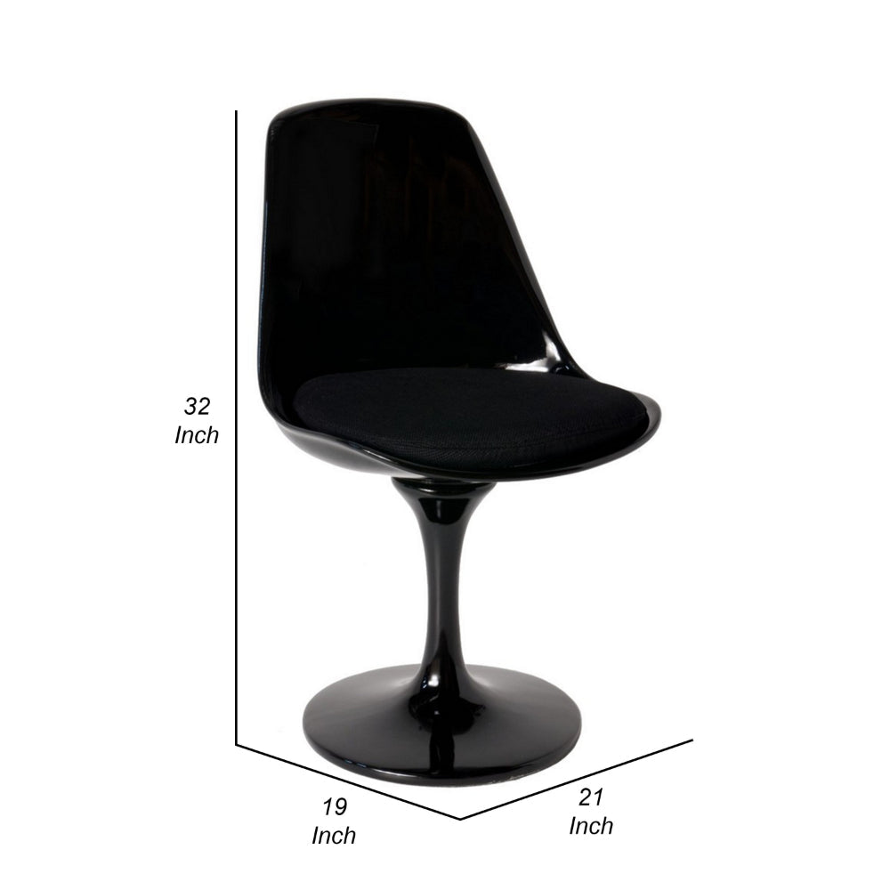 Benjara Sufi 21 Inch Swivel Dining Chair, Tall Back, Saddle Seat Cushion, Black
