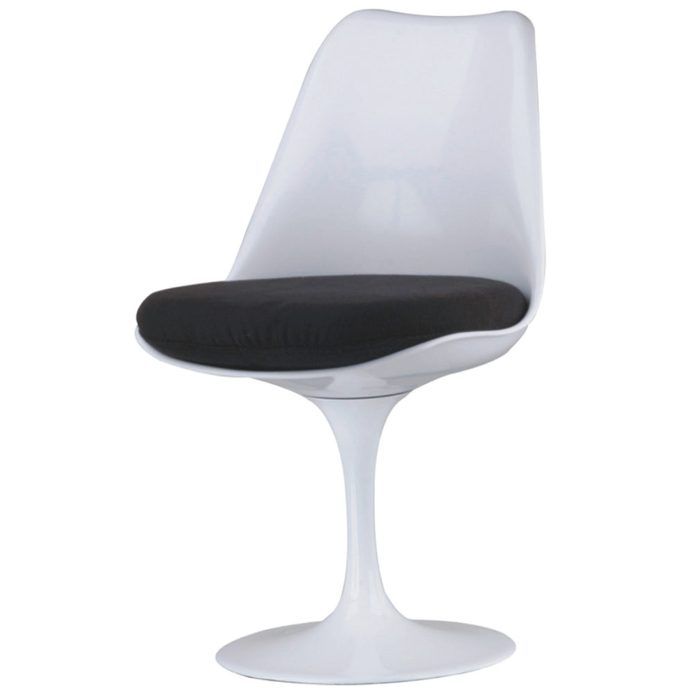 Benjara Sufi 21 Inch Swivel Dining Chair, Tall Back, Saddle Seat Cushion, White