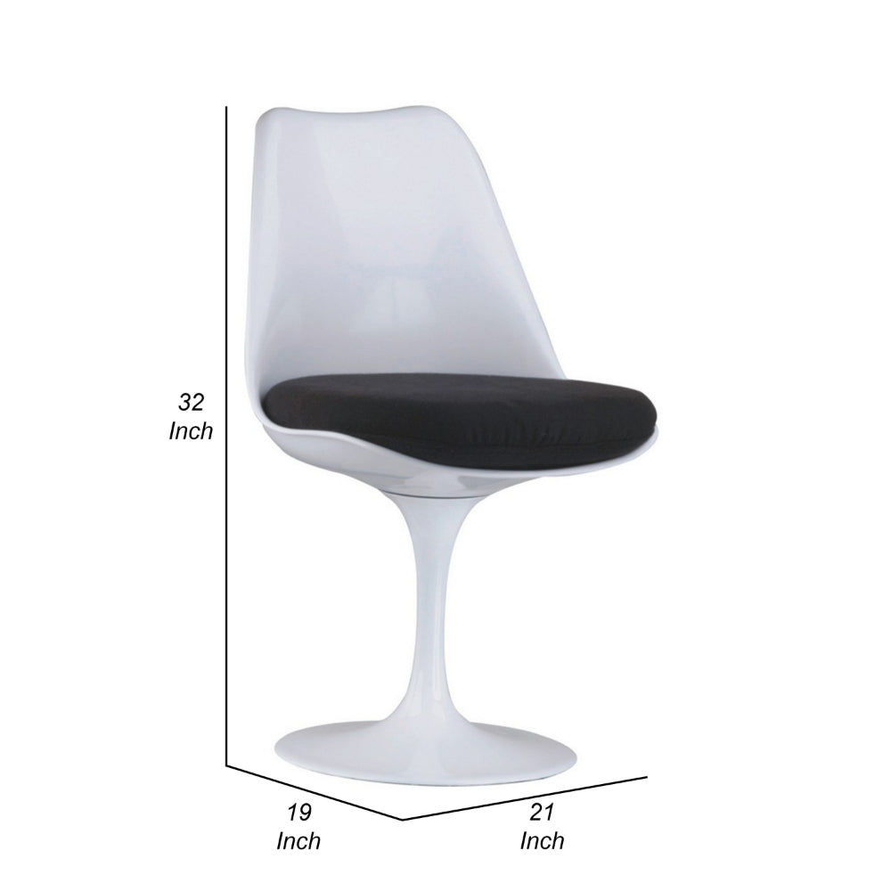 Benjara Sufi 21 Inch Swivel Dining Chair, Tall Back, Saddle Seat Cushion, White