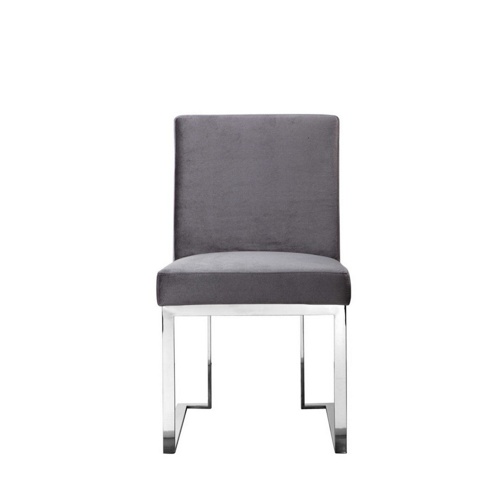 Benjara Boly Side Dining Chair Set of 2, Cantilever Base, Gray And Silver