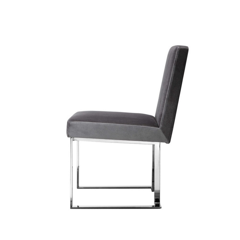 Benjara Boly Side Dining Chair Set of 2, Cantilever Base, Gray And Silver