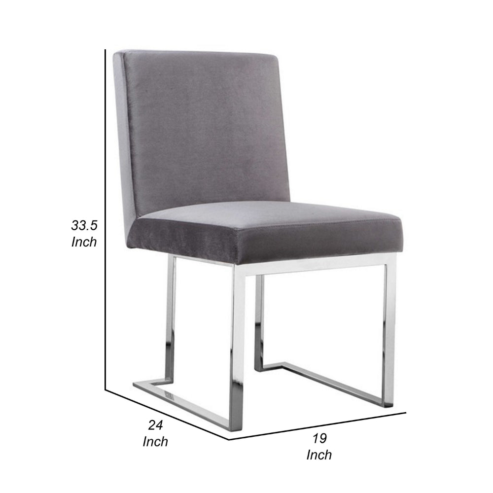 Benjara Boly Side Dining Chair Set of 2, Cantilever Base, Gray And Silver