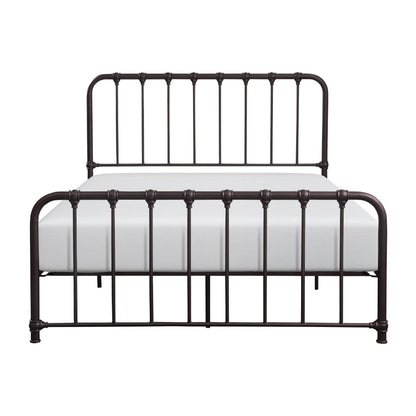 Benjara Ethan Queen Size Bed, Classic Open Slatted Metal Frame Design, Dark Bronze