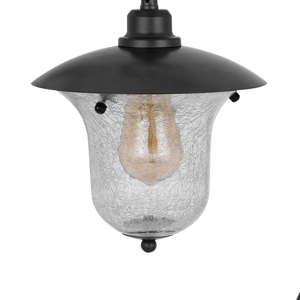 Benjara Lem 32 Inch Table Lamp, Classic Lantern, Glass Shade, Bronze Metal Finish