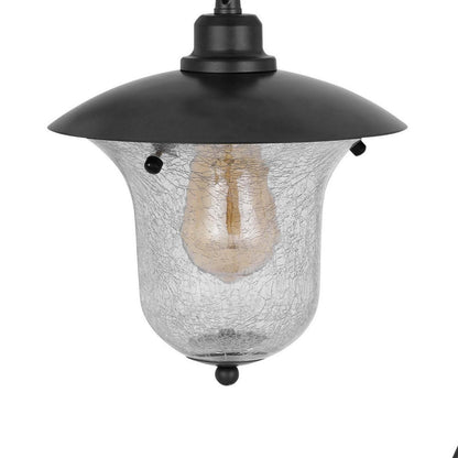 Benjara Lem 32 Inch Table Lamp, Classic Lantern, Glass Shade, Bronze Metal Finish