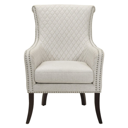 Benjara 33 Inch Accent Armchair, Diamond Stitched Design, Beige Textured Polyester