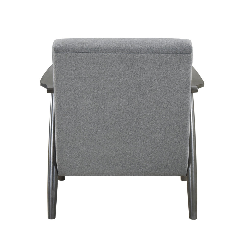Benjara Tira 32 Inch Accent Chair, Channel Stitched, Gray Velvet, Solid Wood Frame