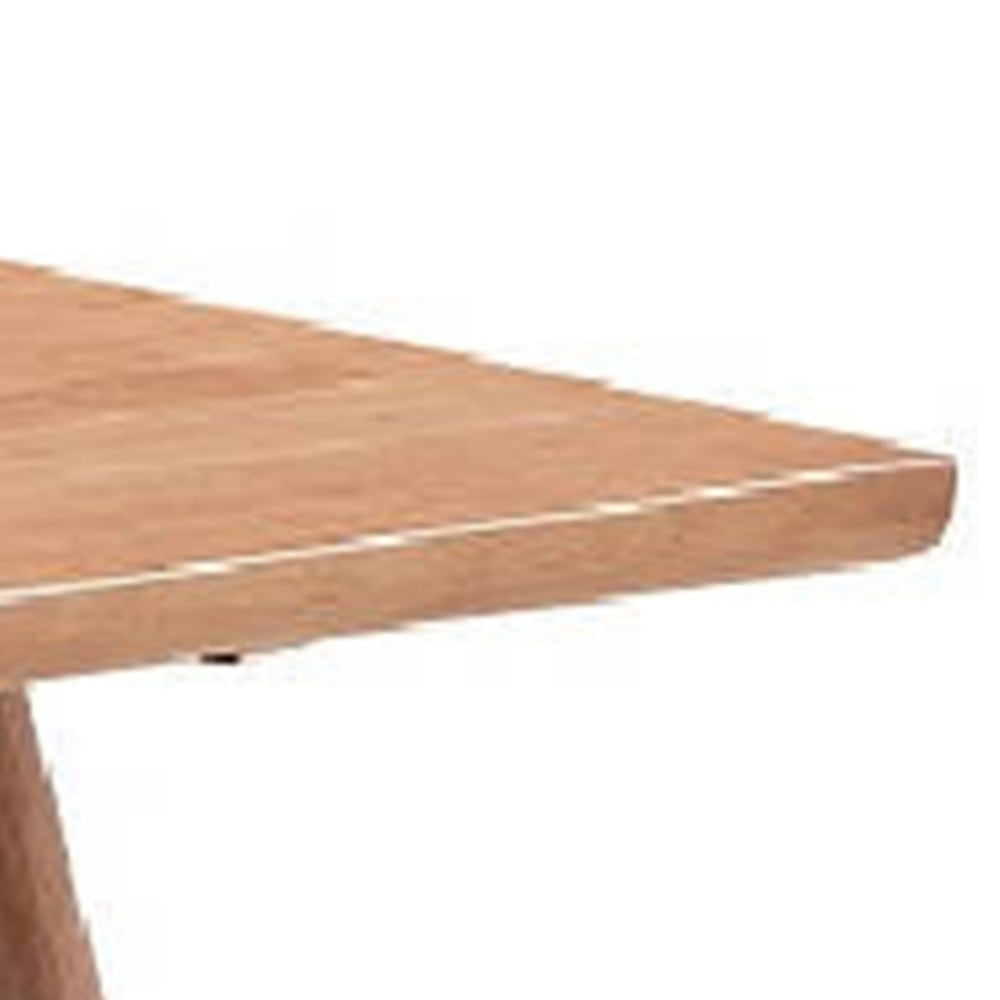 Benjara Tina 63 Inch Dining Table, Rectangular, Live Edge Natural Brown Wood
