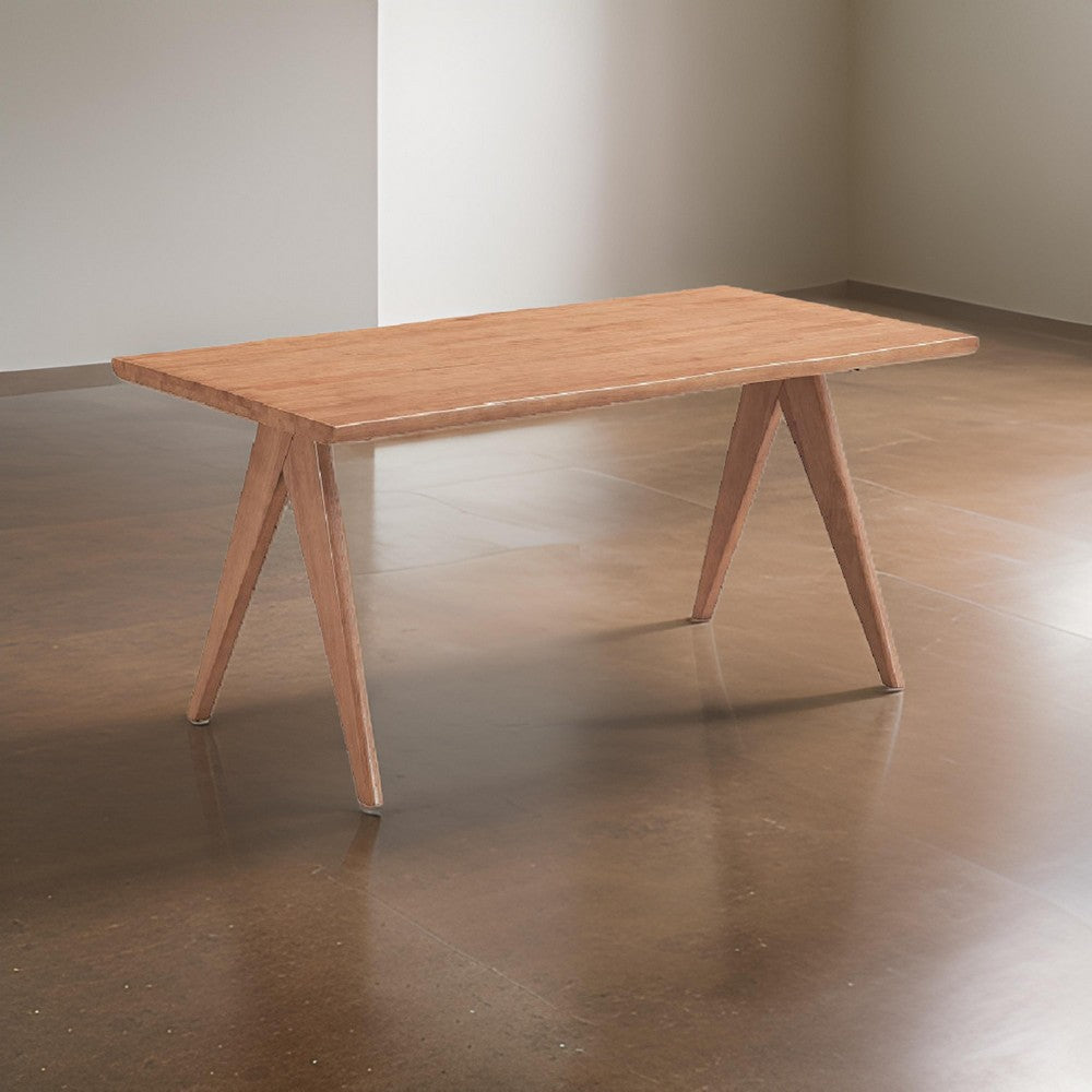 Benjara Tina 63 Inch Dining Table, Rectangular, Live Edge Natural Brown Wood