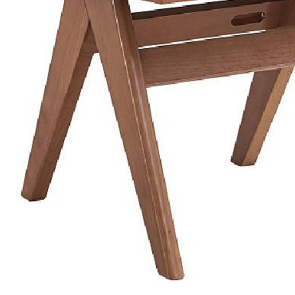 Benjara Tina 22 Inch Side Dining Chair Set of 2, Woven Rattan, Natural Brown Wood