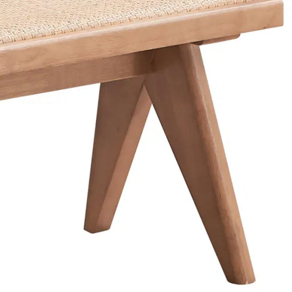 Benjara Tina 51 Inch Dining Bench, Transitional Woven Rattan, Natural Brown Wood