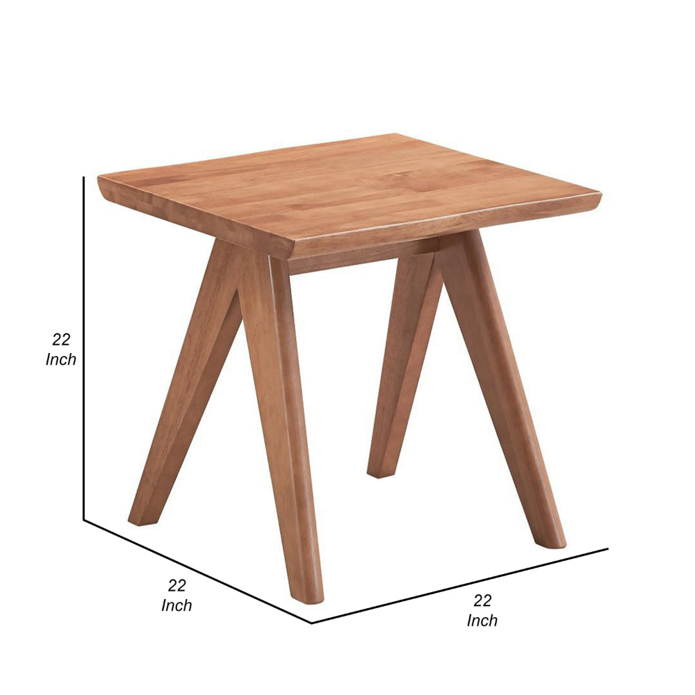 Benjara Tina 22 Inch Side End Accent Table, Angled Legs, Natural Wood Brown Finish