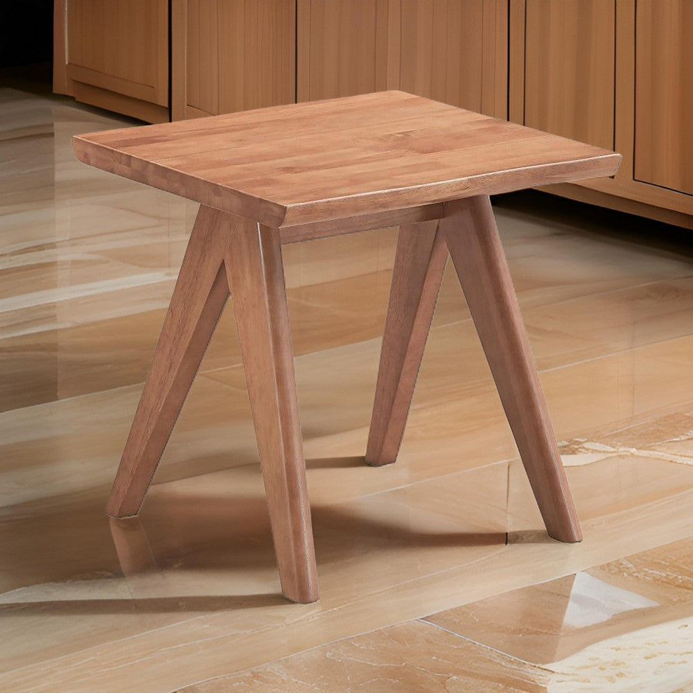 Benjara Tina 22 Inch Side End Accent Table, Angled Legs, Natural Wood Brown Finish