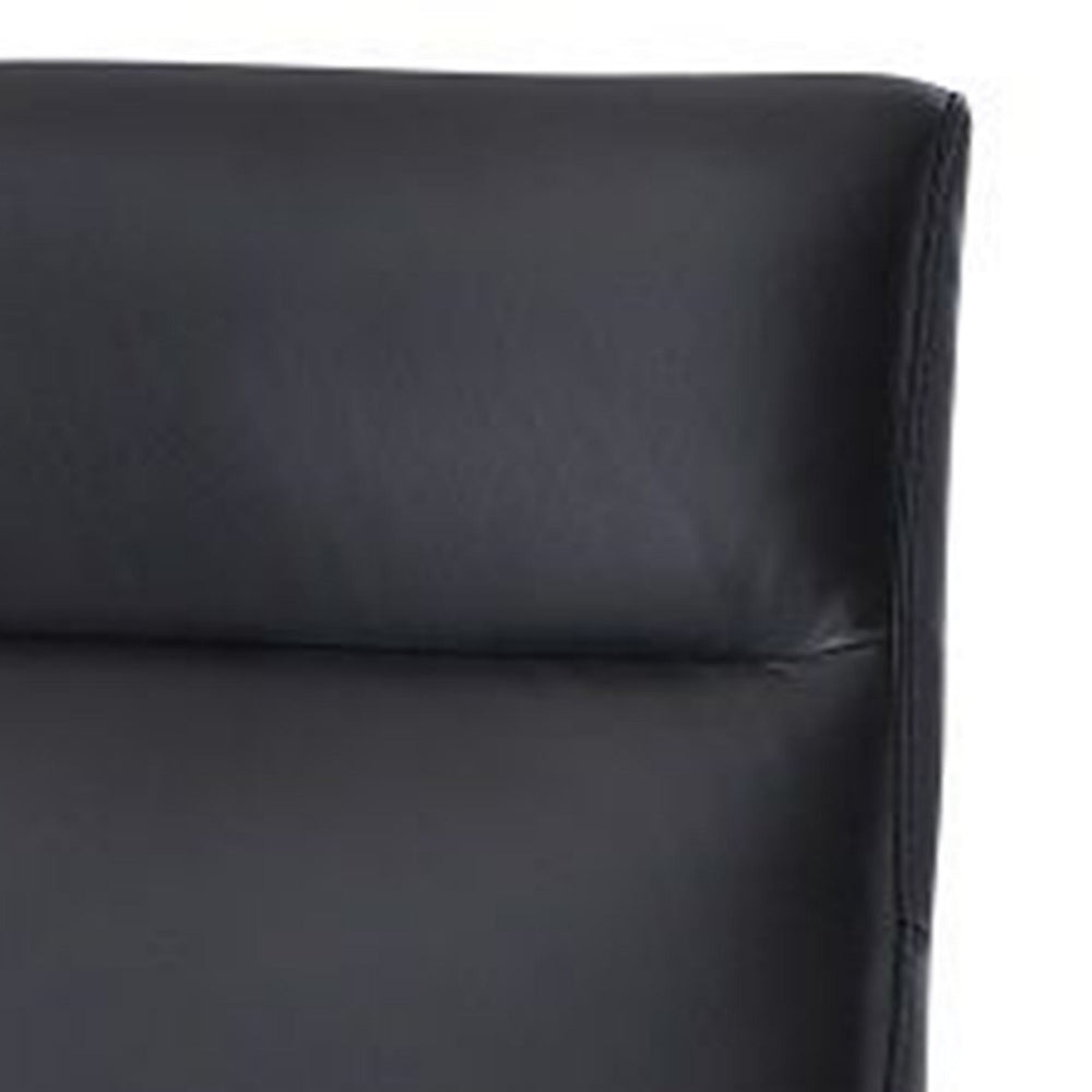 Benjara 25 Inch Side Dining Chair Set of 2, Tall Back, Black Leather, Brown Wood