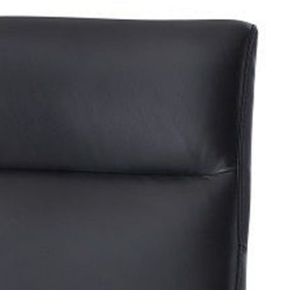 Benjara 25 Inch Side Dining Chair Set of 2, Tall Back, Black Leather, Brown Wood