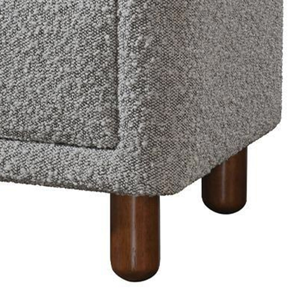 Benjara Lyno 20 Inch Nightstand, 2 Drawers, Brown Legs, Gray Boucle Upholstery
