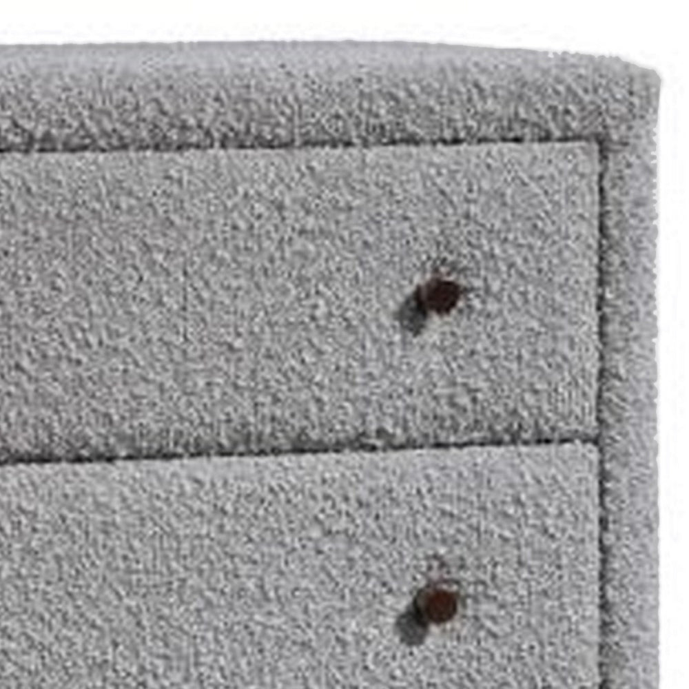 Benjara Lyno 38 Inch Tall Dresser Chest, 4 Drawers, Gray Boucle Upholstery, Brown