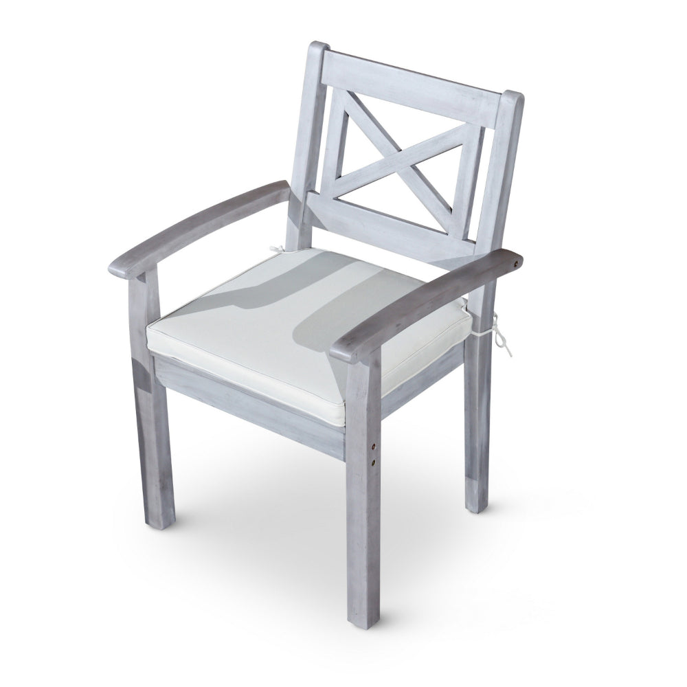 Benjara 35 Inch Set of 2 Dining Armchairs, Cushioned, X Open Back, Silver, Gray