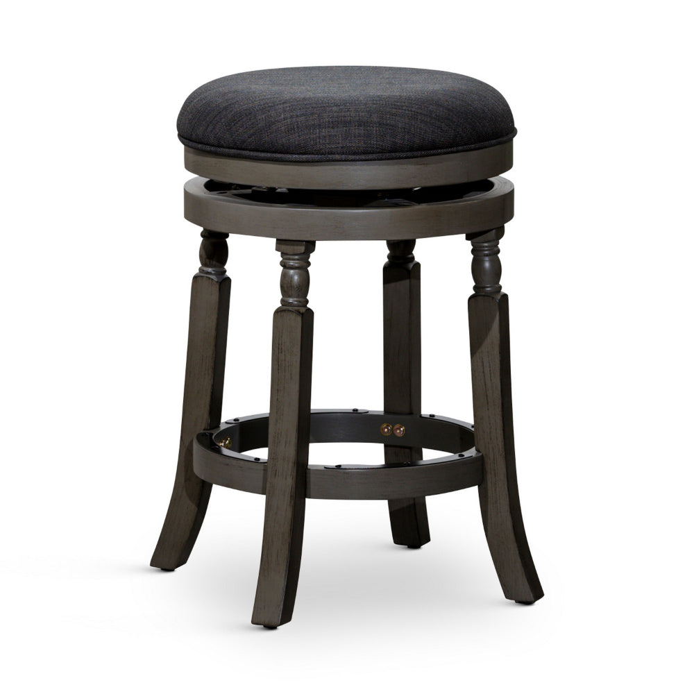Benjara Opi 24 Inch Swivel Counter Stool, Cushioned Seat, Black And Gray Finish