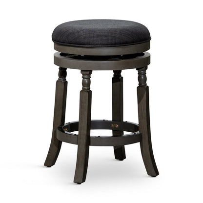 Benjara Opi 24 Inch Swivel Counter Stool, Cushioned Seat, Black And Gray Finish