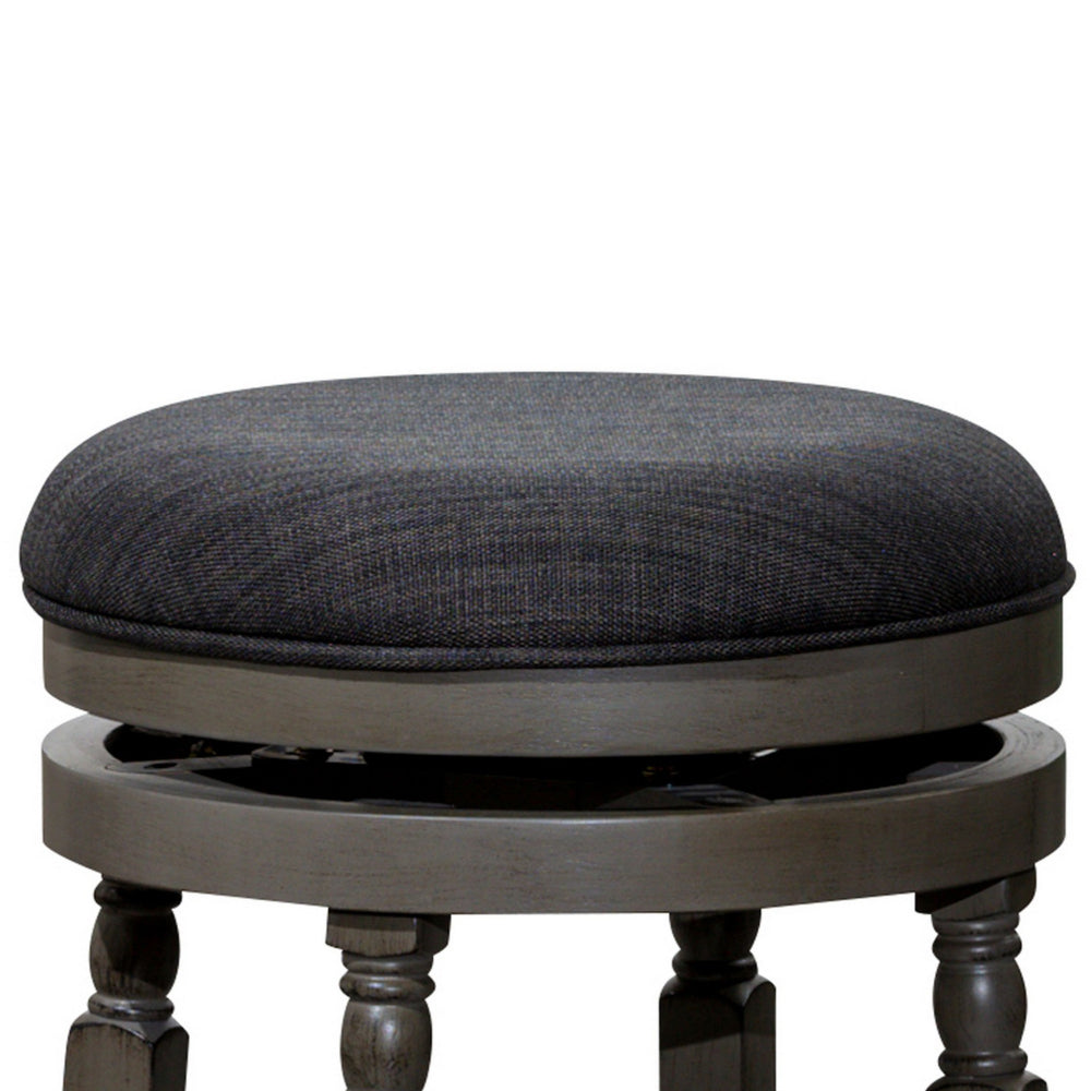 Benjara Opi 24 Inch Swivel Counter Stool, Cushioned Seat, Black And Gray Finish