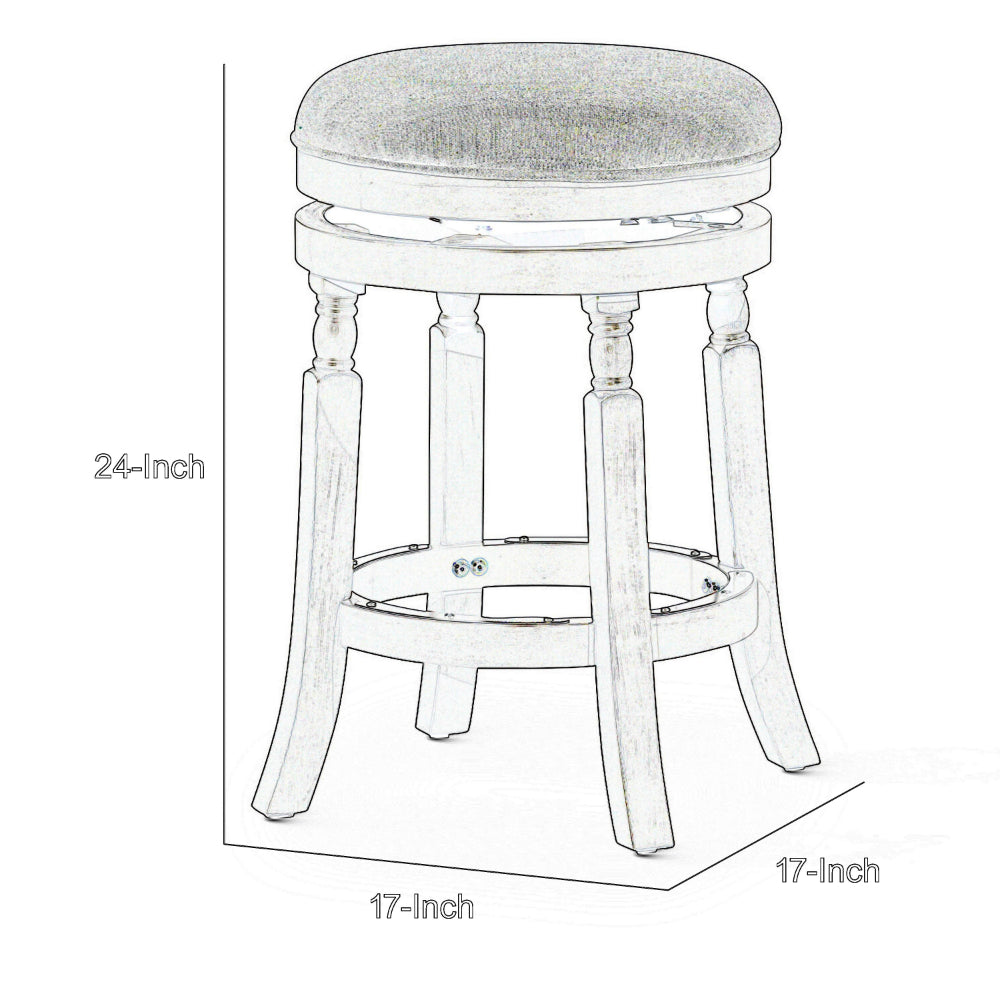 Benjara Opi 24 Inch Swivel Counter Stool, Cushioned Seat, Black And Gray Finish