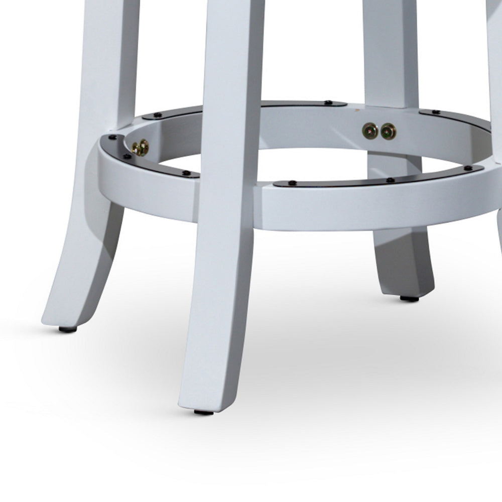 Benjara Opi 24 Inch Swivel Counter Stool, Cushioned Seat, White And Gray Finish