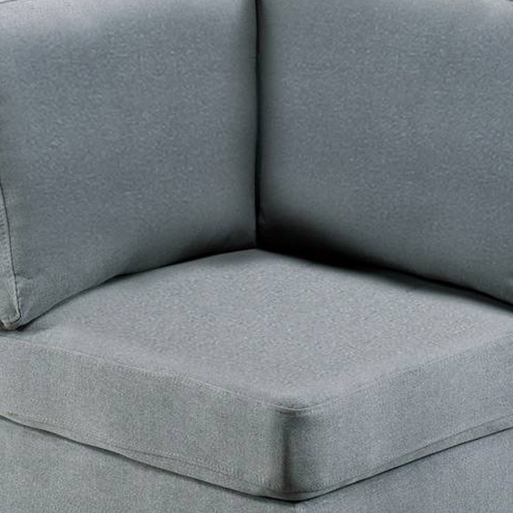 Benjara Remy 32 Inch Modular Corner Sofa Chair, Soft Gray Chenille, Solid Wood