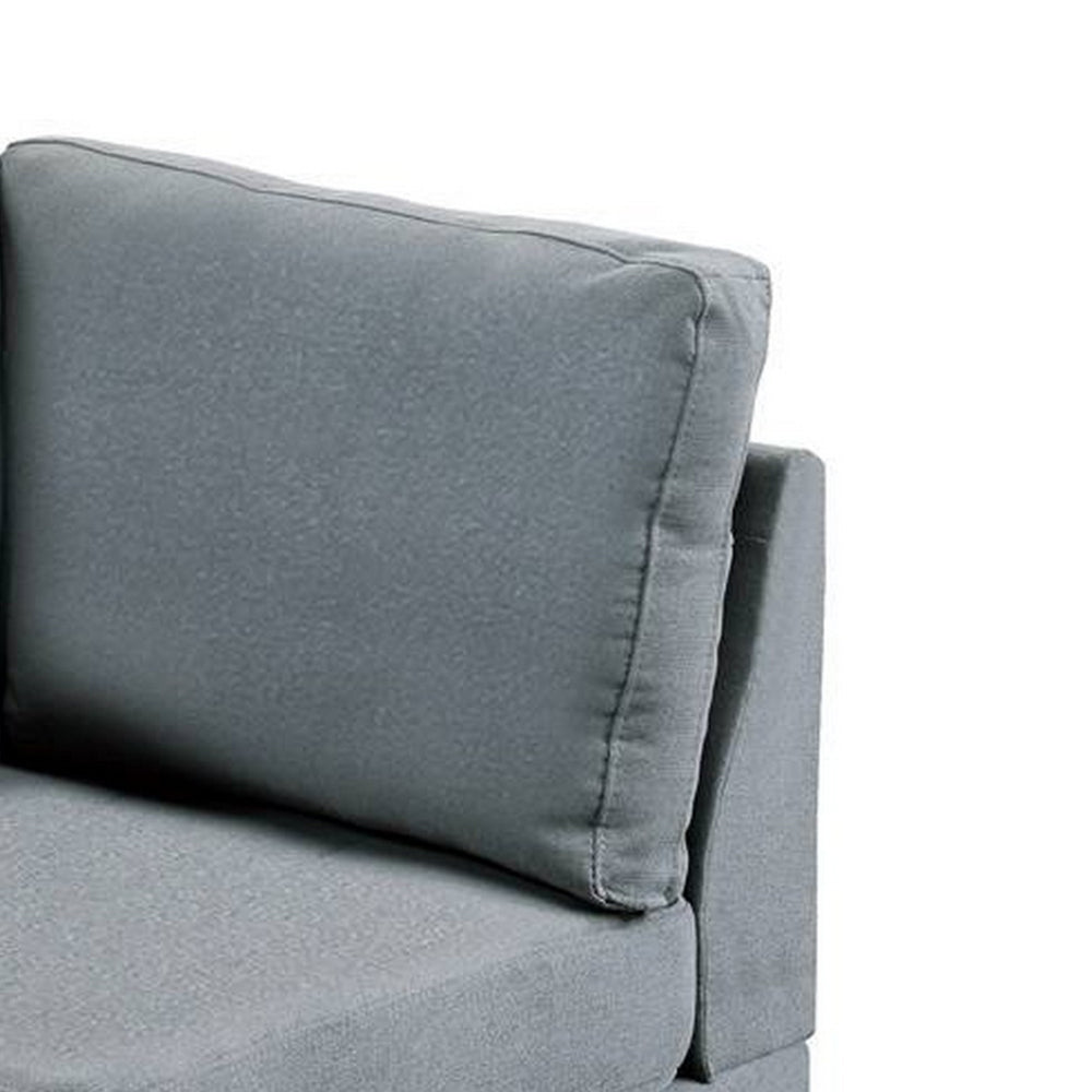 Benjara Remy 32 Inch Modular Corner Sofa Chair, Soft Gray Chenille, Solid Wood
