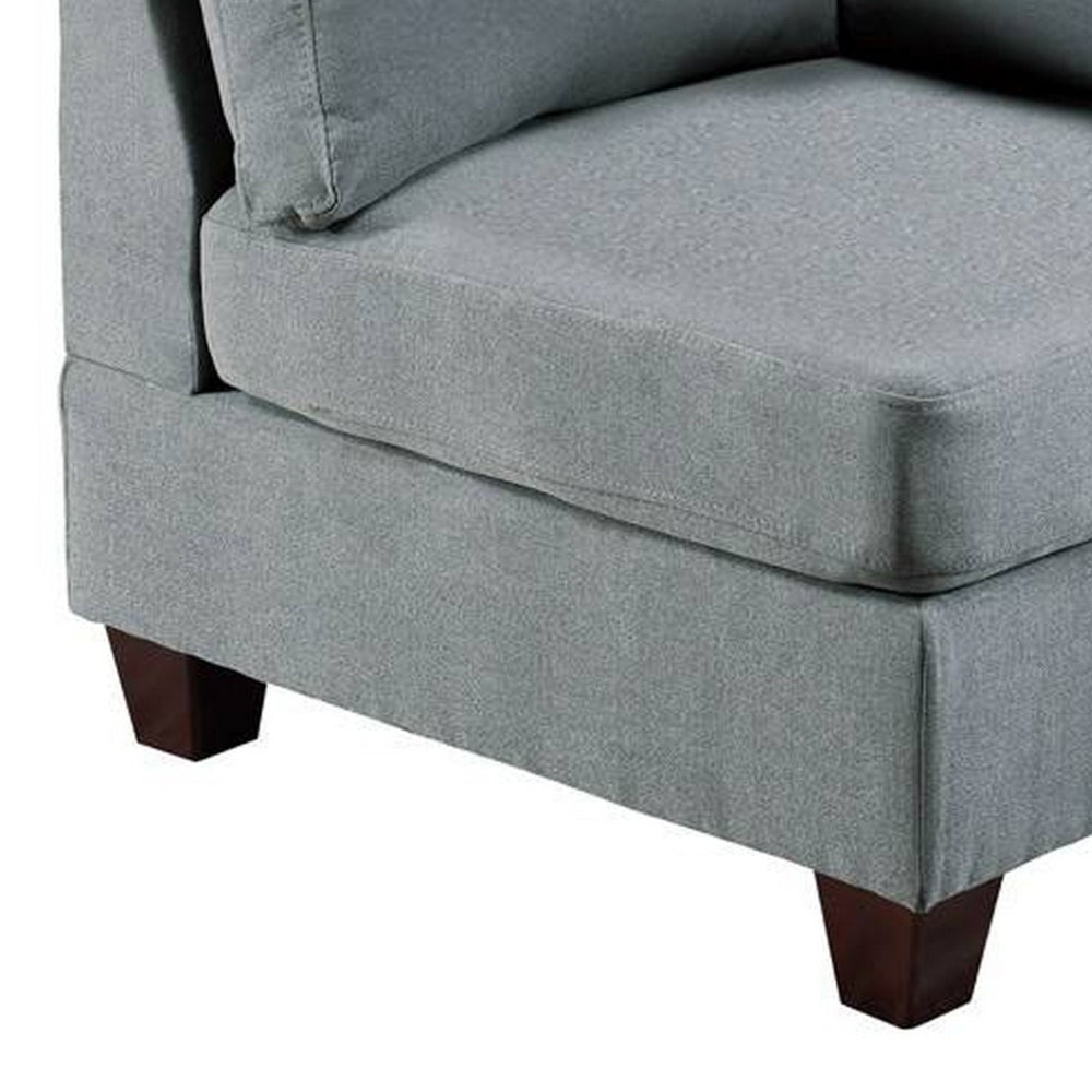 Benjara Remy 32 Inch Modular Corner Sofa Chair, Soft Gray Chenille, Solid Wood