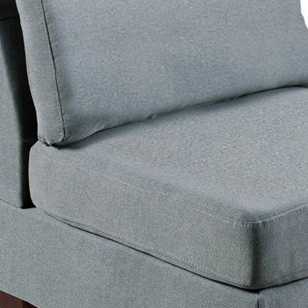 Benjara Remy 32 Inch Modular Armless Sofa Chair, Soft Gray Chenille, Solid Wood