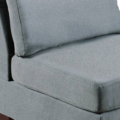 Benjara Remy 32 Inch Modular Armless Sofa Chair, Soft Gray Chenille, Solid Wood