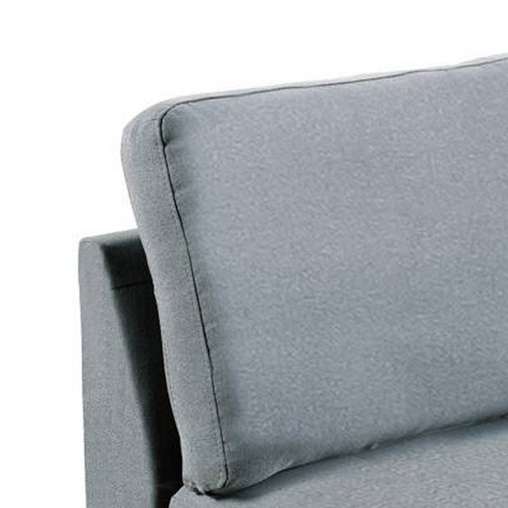 Benjara Remy 32 Inch Modular Armless Sofa Chair, Soft Gray Chenille, Solid Wood