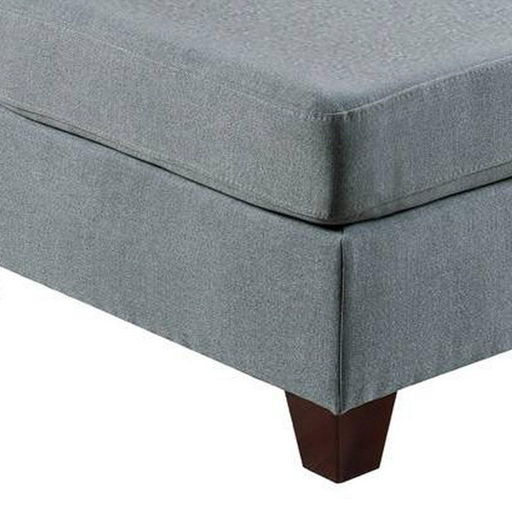 Benjara Remy 32 Inch Modular Armless Sofa Chair, Soft Gray Chenille, Solid Wood