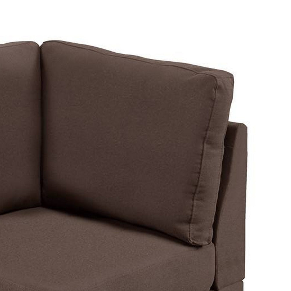 Benjara Remy 32 Inch Modular Corner Sofa Chair, Soft Brown Chenille, Solid Wood
