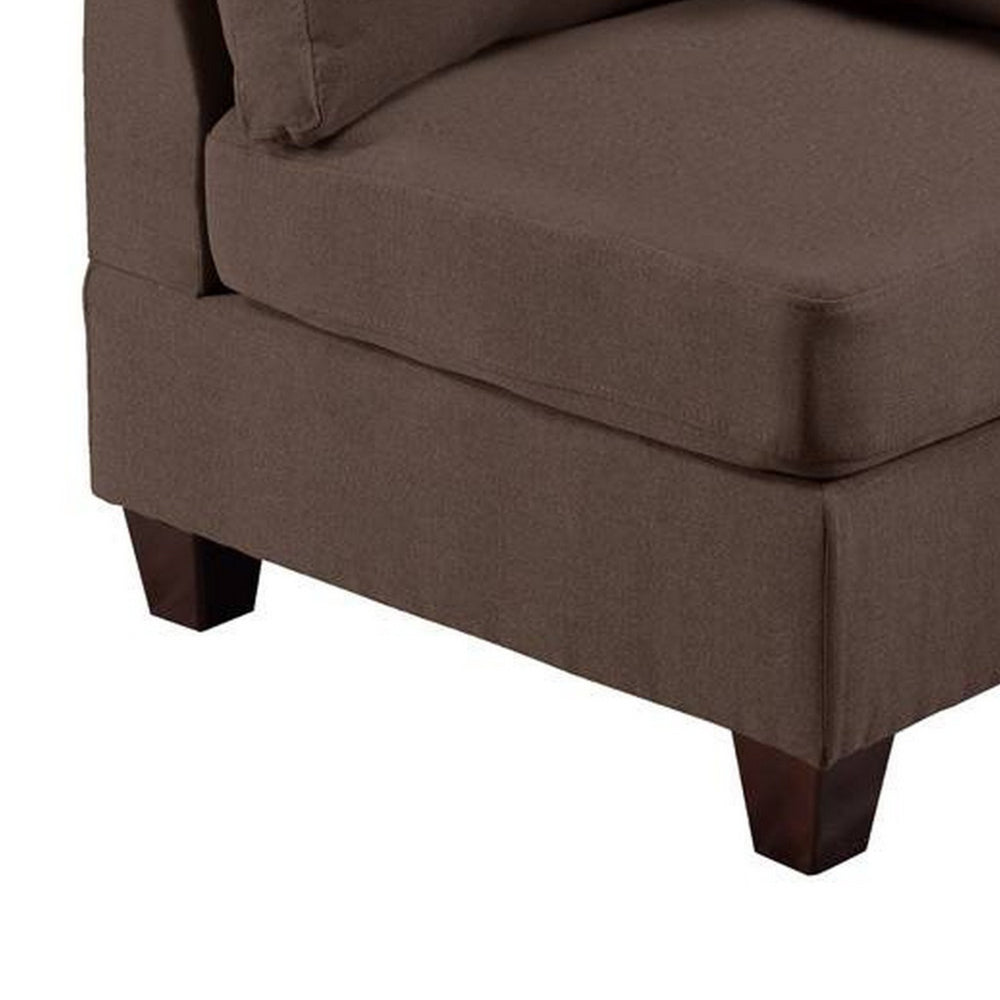 Benjara Remy 32 Inch Modular Corner Sofa Chair, Soft Brown Chenille, Solid Wood