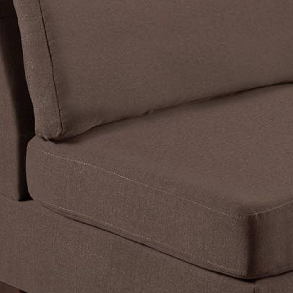 Benjara Remy 32 Inch Modular Armless Sofa Chair, Soft Brown Chenille, Solid Wood