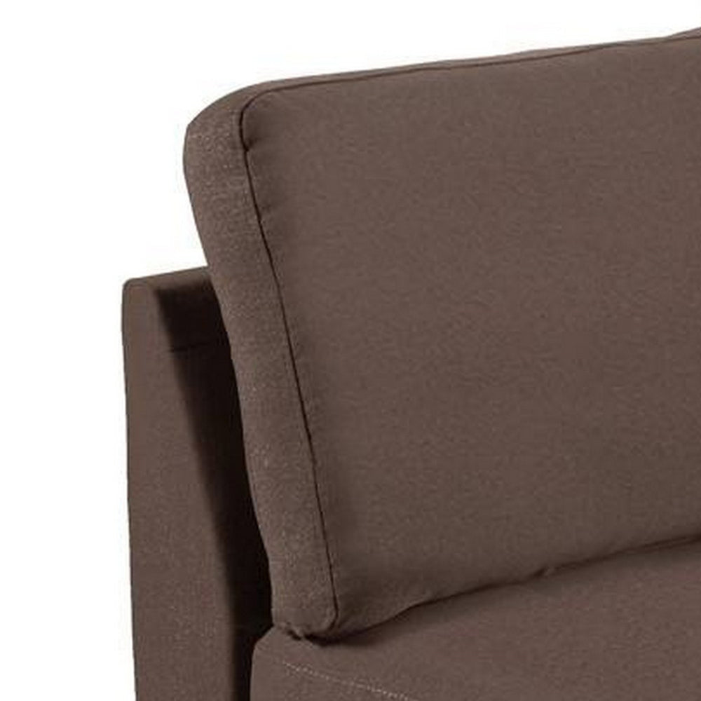Benjara Remy 32 Inch Modular Armless Sofa Chair, Soft Brown Chenille, Solid Wood