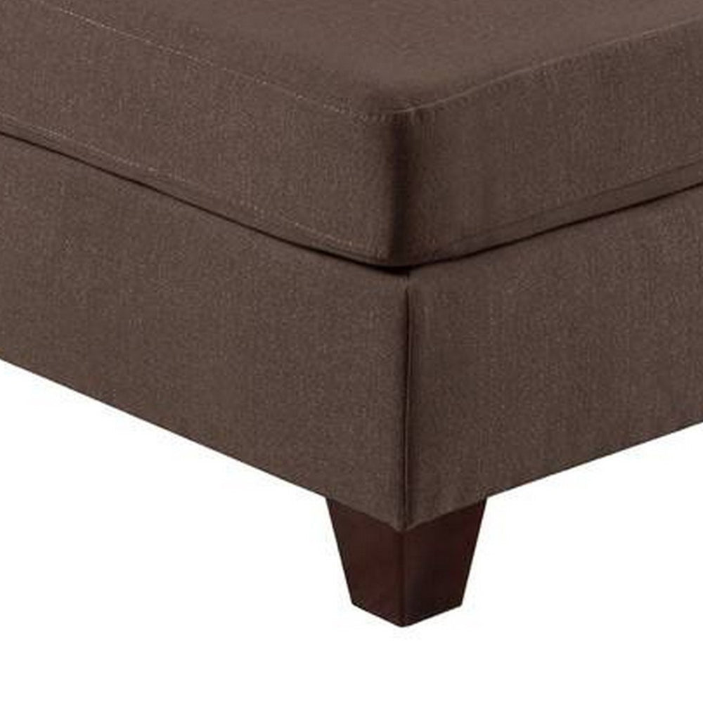 Benjara Remy 32 Inch Modular Armless Sofa Chair, Soft Brown Chenille, Solid Wood