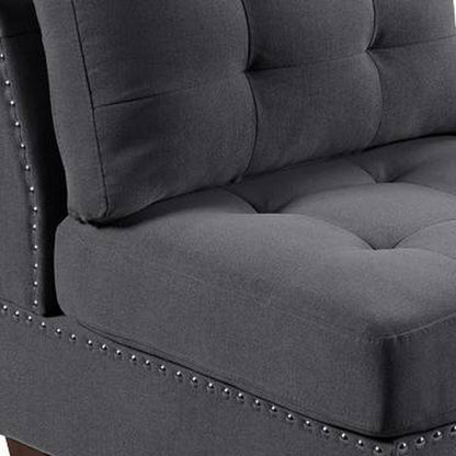 Benjara Lemy 32 Inch Modular Armless Sofa Chair, Tufted Gray Upholstery, Solid Wood