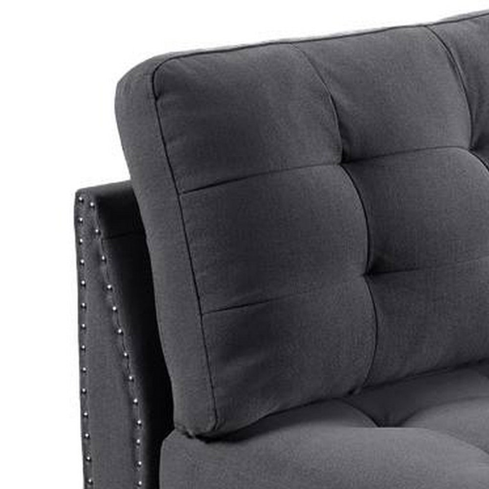 Benjara Lemy 32 Inch Modular Armless Sofa Chair, Tufted Gray Upholstery, Solid Wood