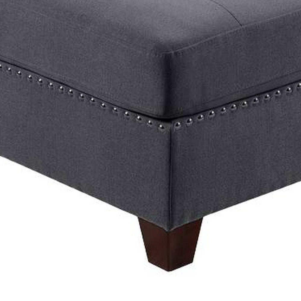 Benjara Lemy 32 Inch Modular Armless Sofa Chair, Tufted Gray Upholstery, Solid Wood