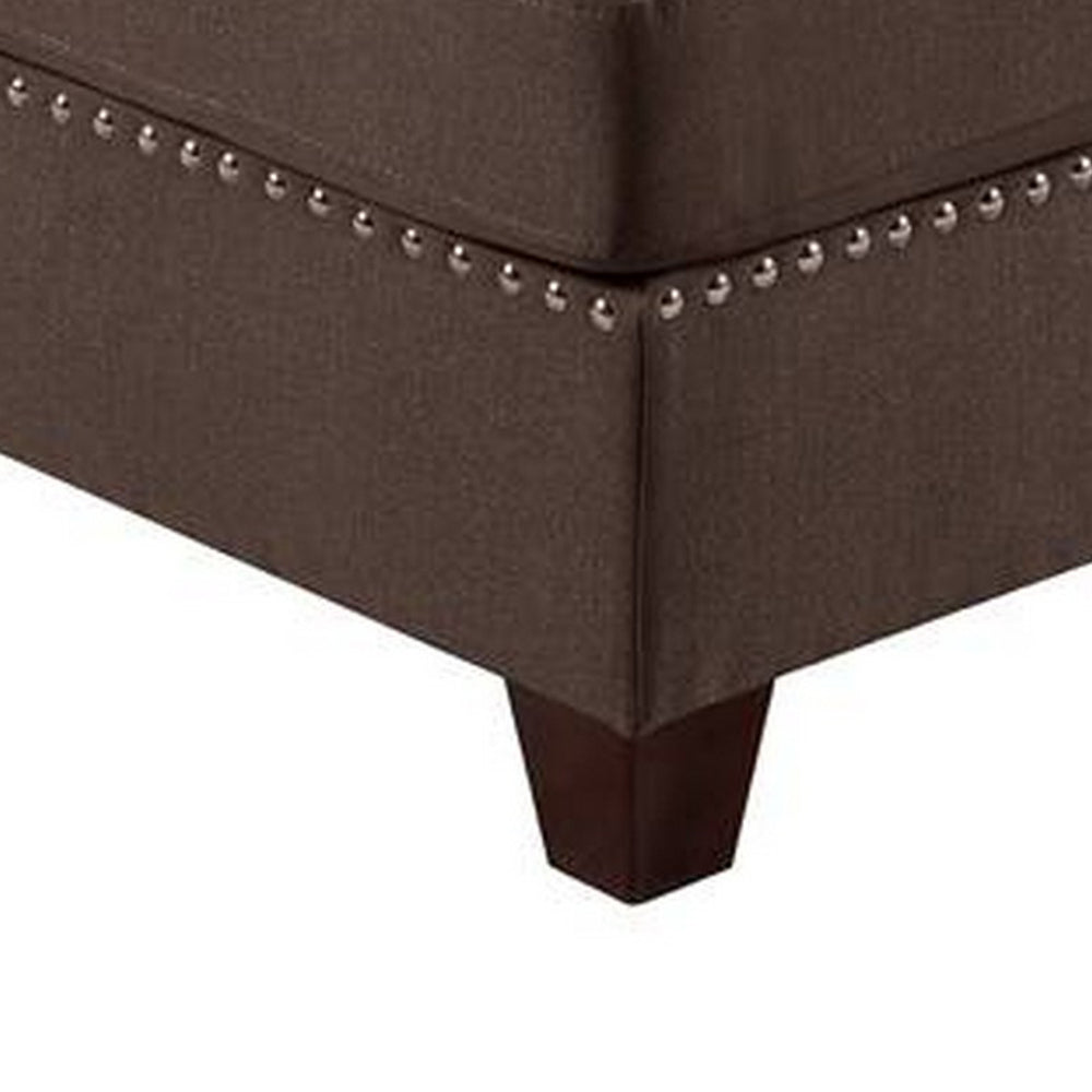 Benjara Lemy 32 Inch Modular Armless Sofa Chair, Tufted Brown Fabric, Solid Wood