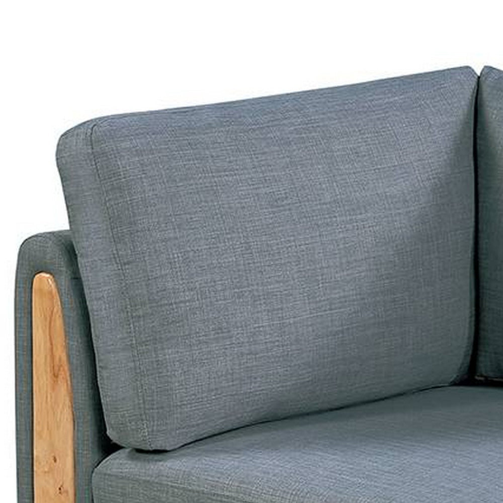 Benjara Gimy 37 Inch Modular Corner Sofa Chair, Gray Dorris Upholstery, Wood
