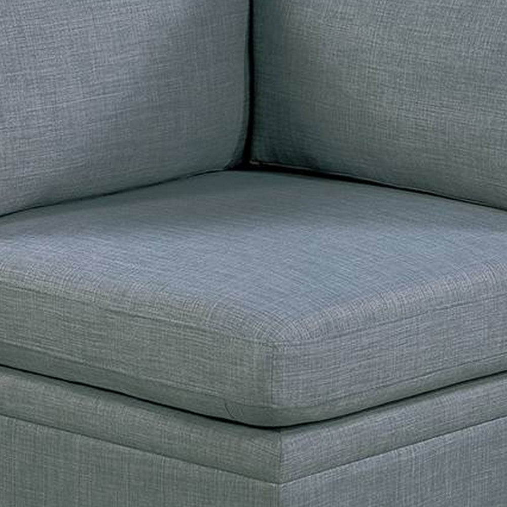 Benjara Gimy 37 Inch Modular Corner Sofa Chair, Gray Dorris Upholstery, Wood