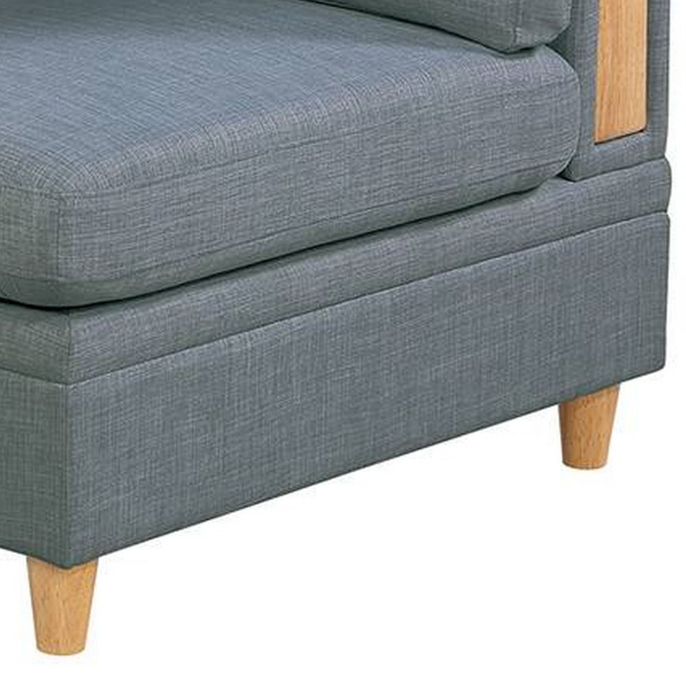 Benjara Gimy 37 Inch Modular Corner Sofa Chair, Gray Dorris Upholstery, Wood