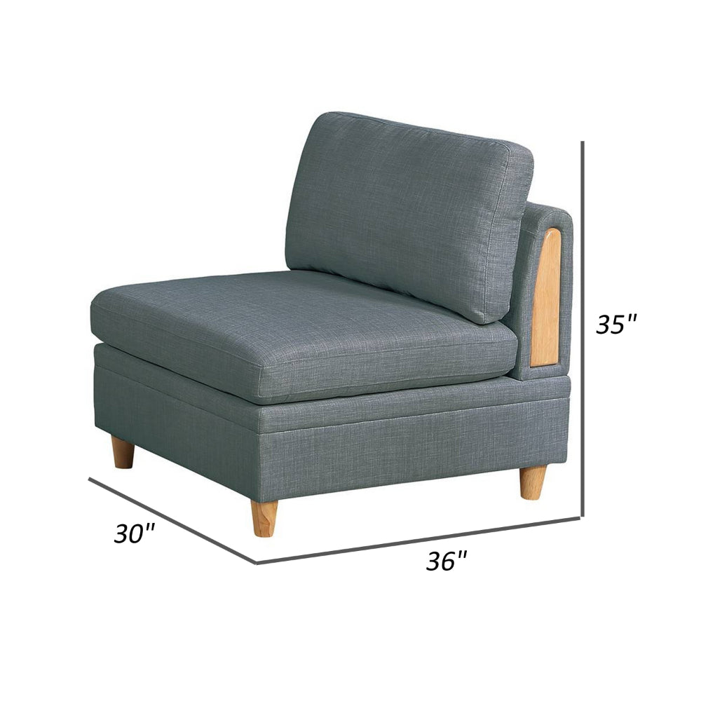 Benjara Gimy 37 Inch Modular Armless Sofa Chair, Gray Dorris Upholstery, Wood
