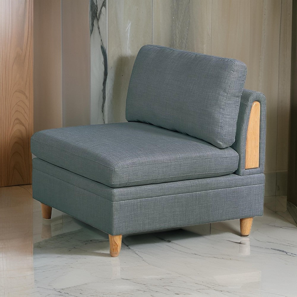Benjara Gimy 37 Inch Modular Armless Sofa Chair, Gray Dorris Upholstery, Wood